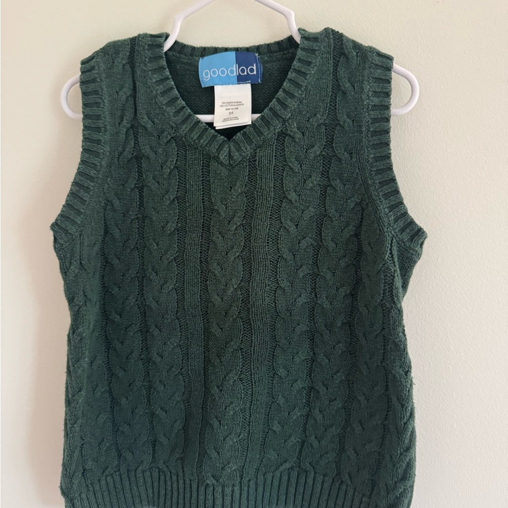 Good Lad Dark Green Cable Knit Sweater Vest